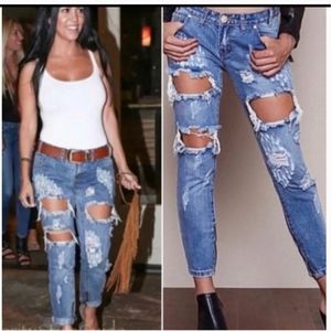 One Teaspoon Trashed Free Birds - Inside Ankle Zip